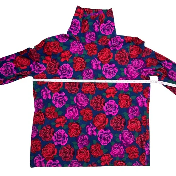 Talbots Plus 1x Classic Turtleneck Imperial Petals Cotton Floral Long Sleeve Tee - Picture 6 of 8